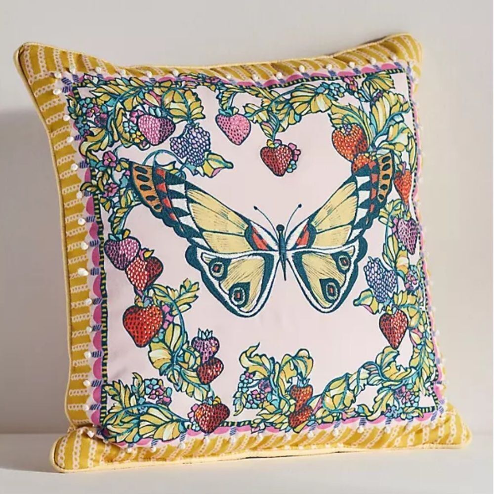 Anthropologie Alexandra Farmer The Flock Indoor/Outdoor Pillow